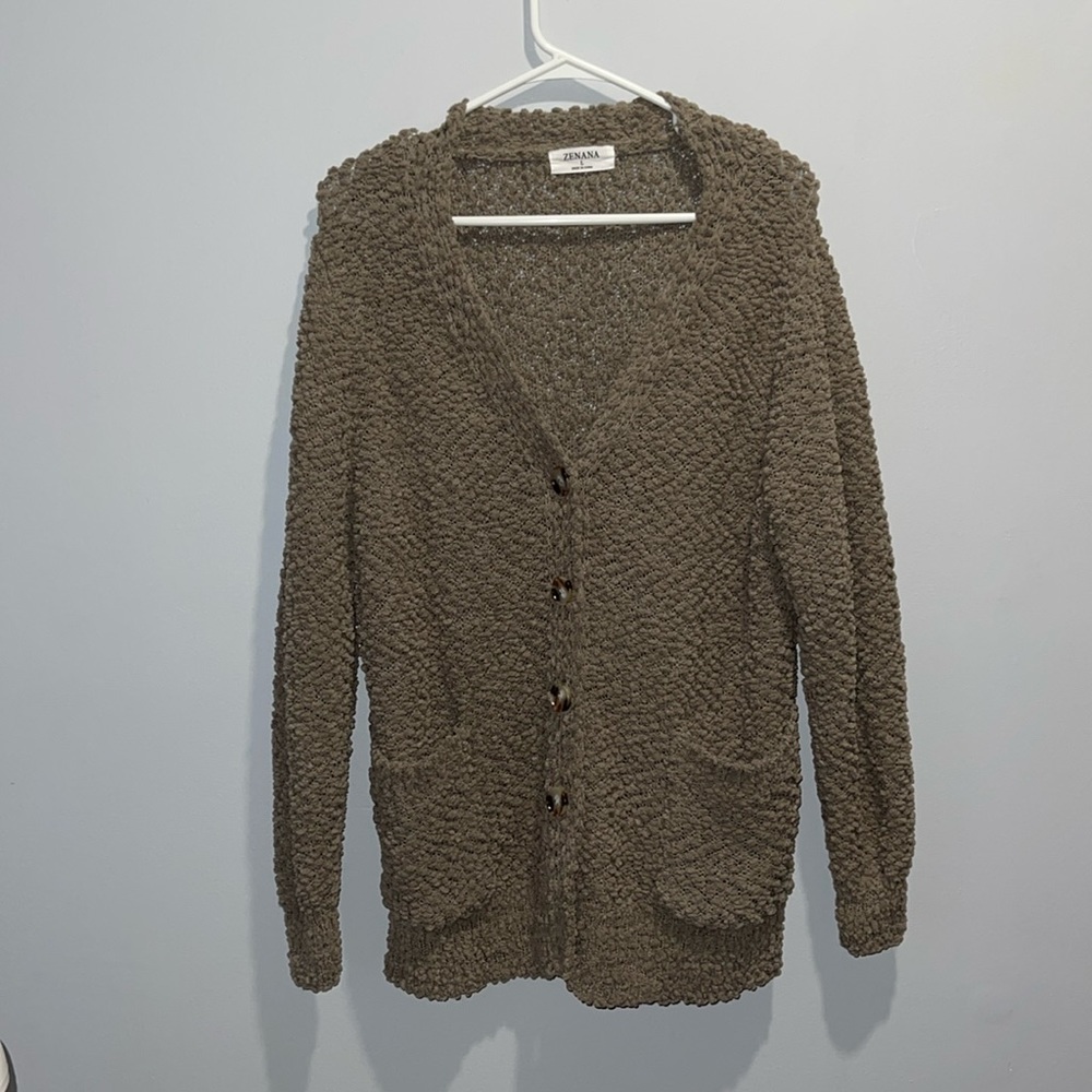 Zenana Popcorn Button Up Cardigan with Pockets